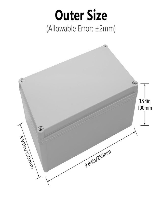 LeMotech Junction Box IP67 Waterproof Dustproof ABS Plastic Project Box for Electrical Outdoor Enclosure Gray 9.8 x 5.9 x 3.9 inch (250 x 150 x 100 mm) - Image 2